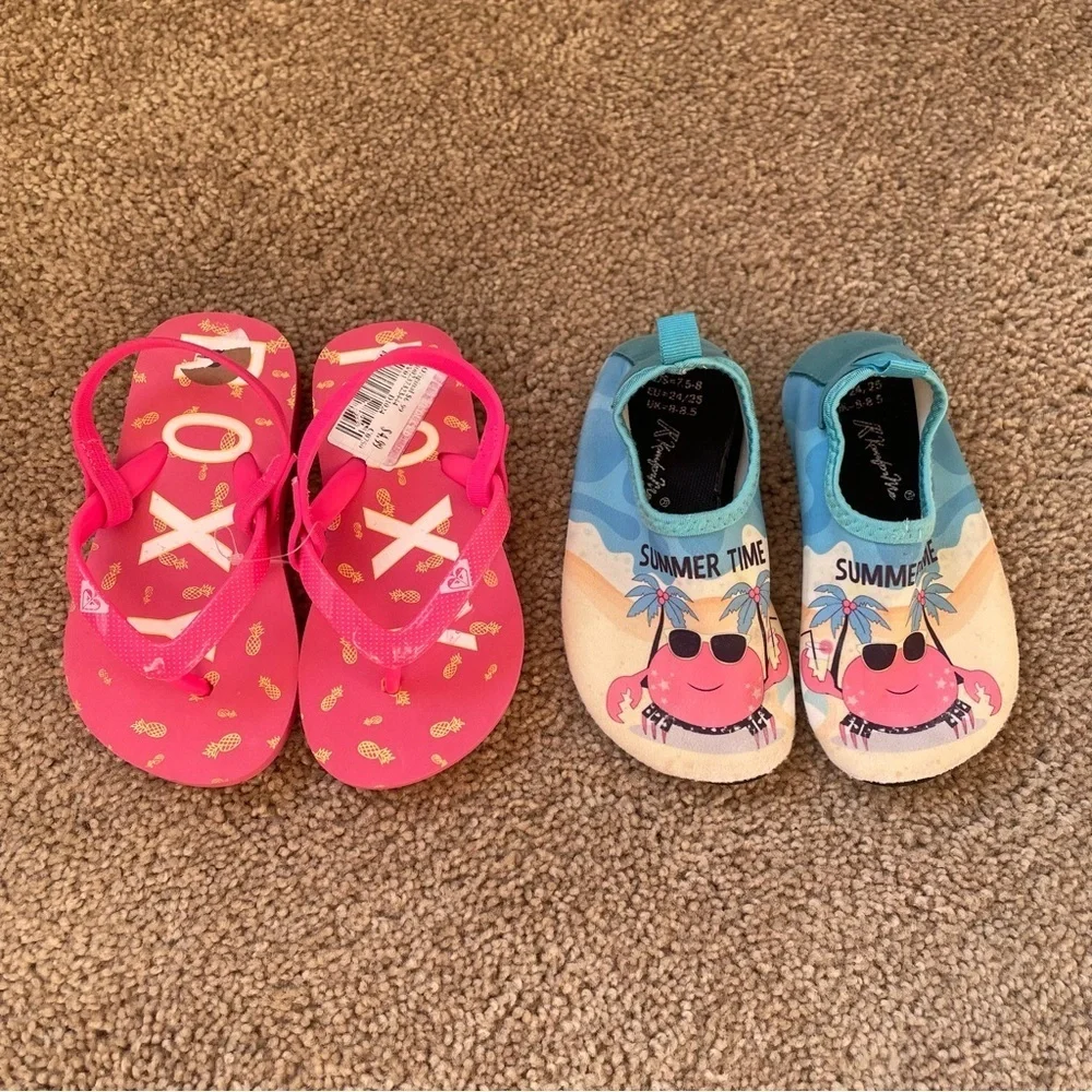 Kids Bundle Summer Water Shoes Little Girl 8 Roxy Sandals Beach Play Outdoors
